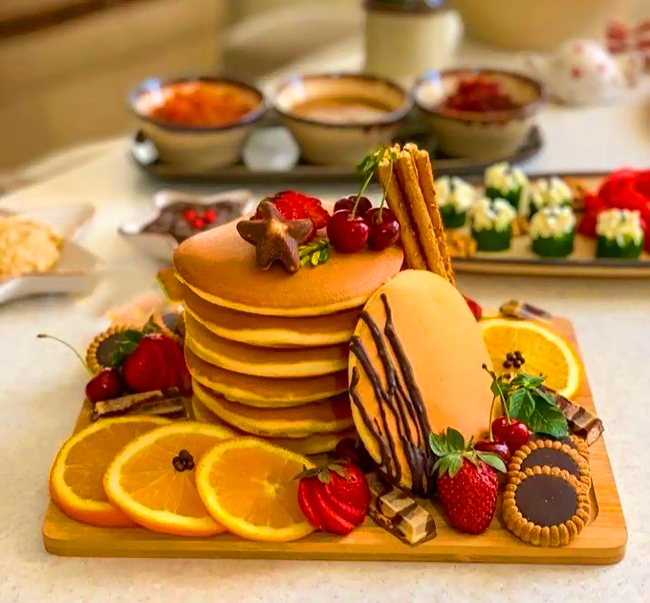 تزئین حرفه ای و شیک پنکیک خونگی