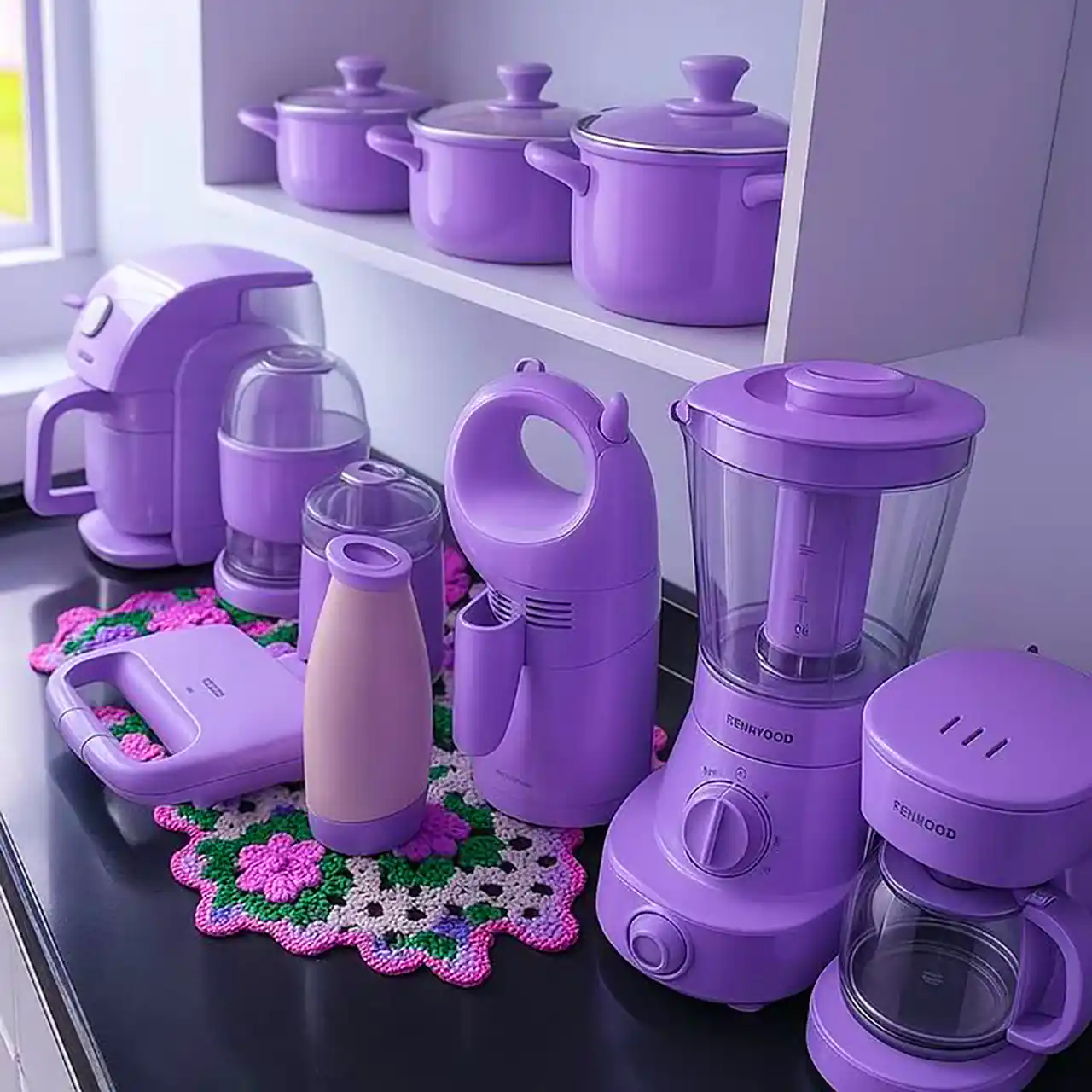 ظروف آشپزخانه فانتزی بنفش 