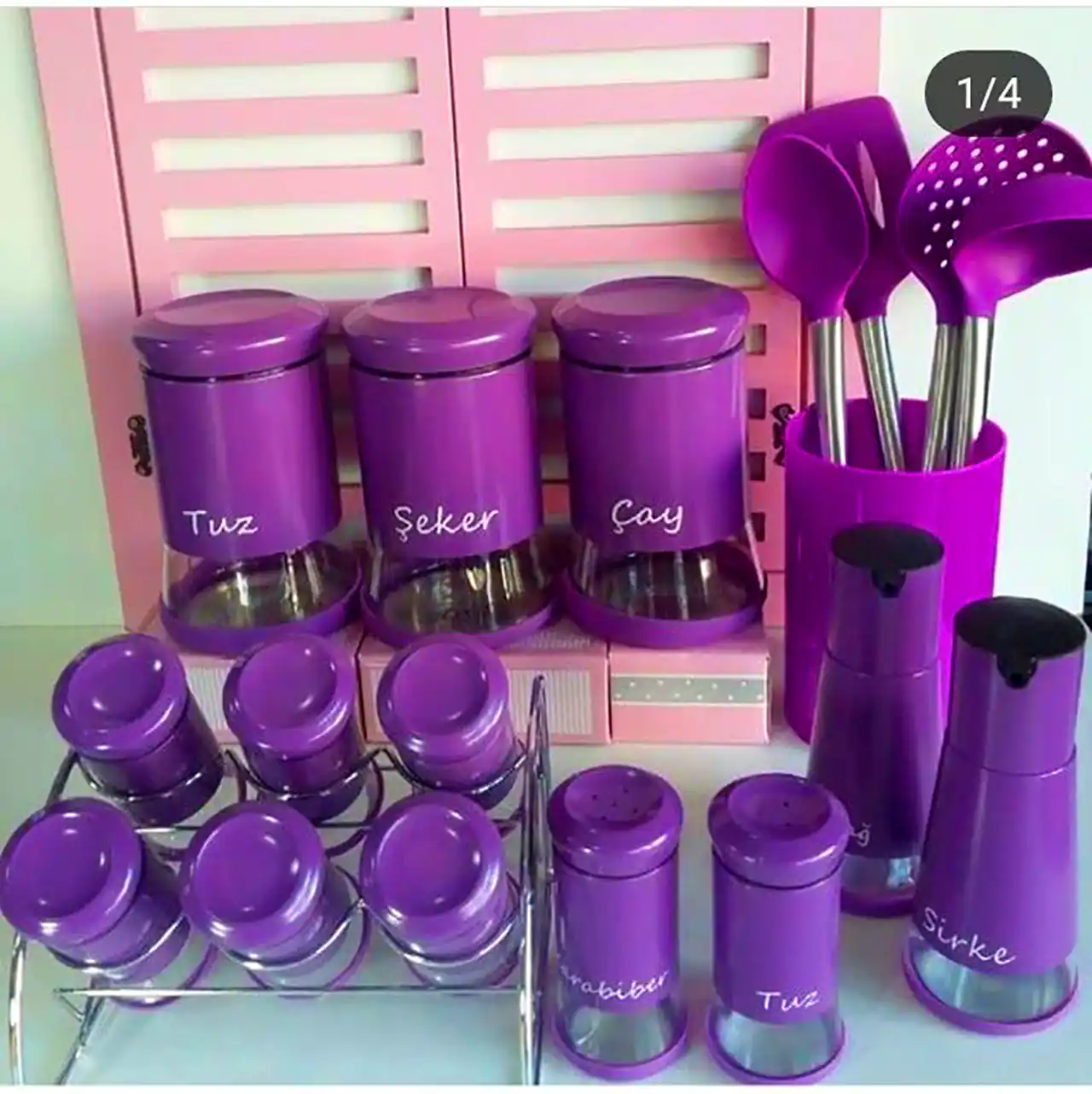 ظروف آشپزخانه فانتزی بنفش 