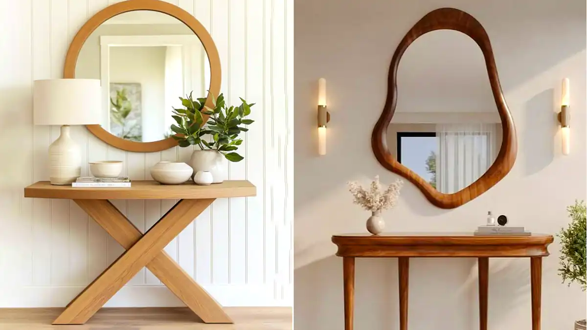 آینه کنسول قاب چوبی