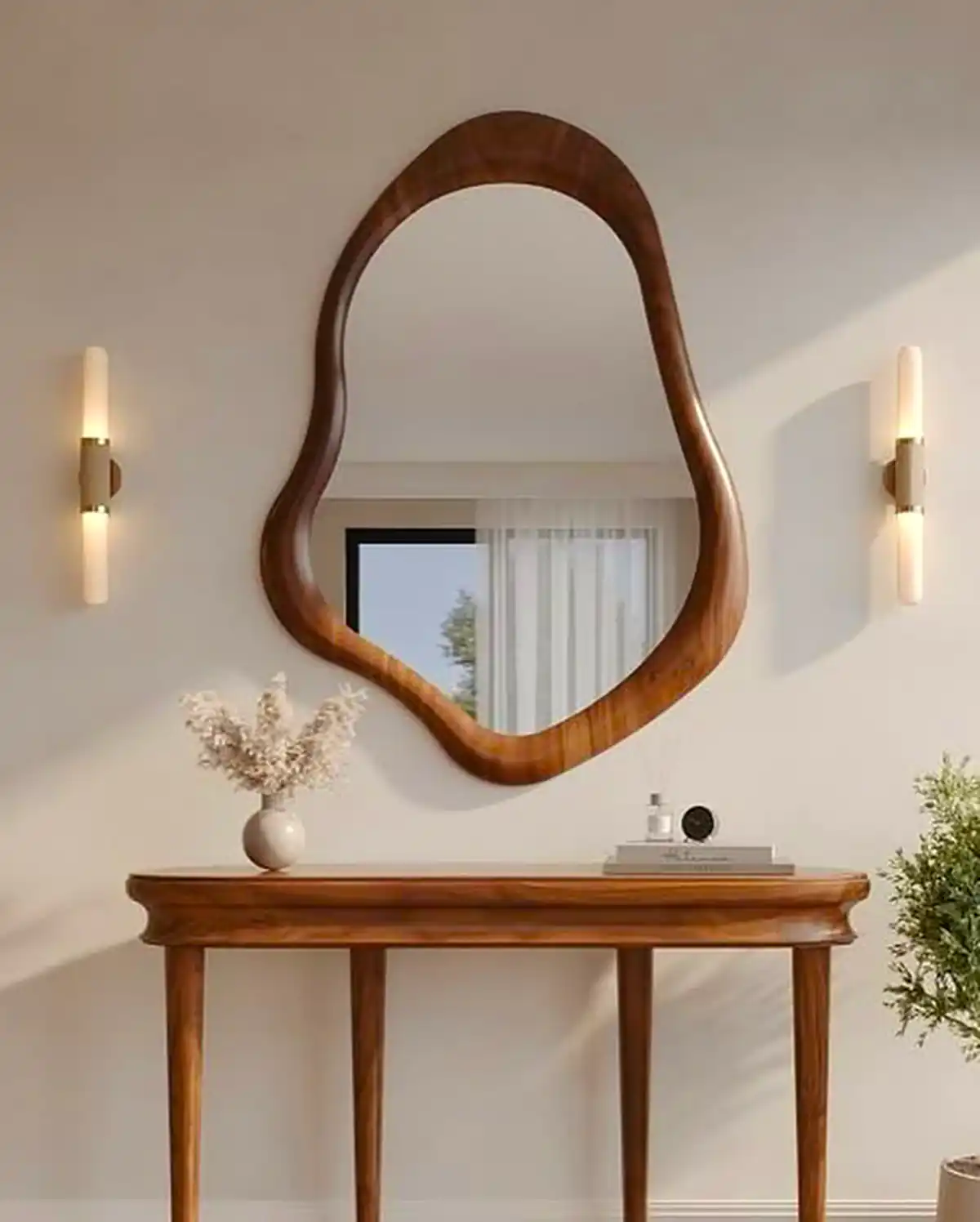 آینه کنسول قاب چوبی