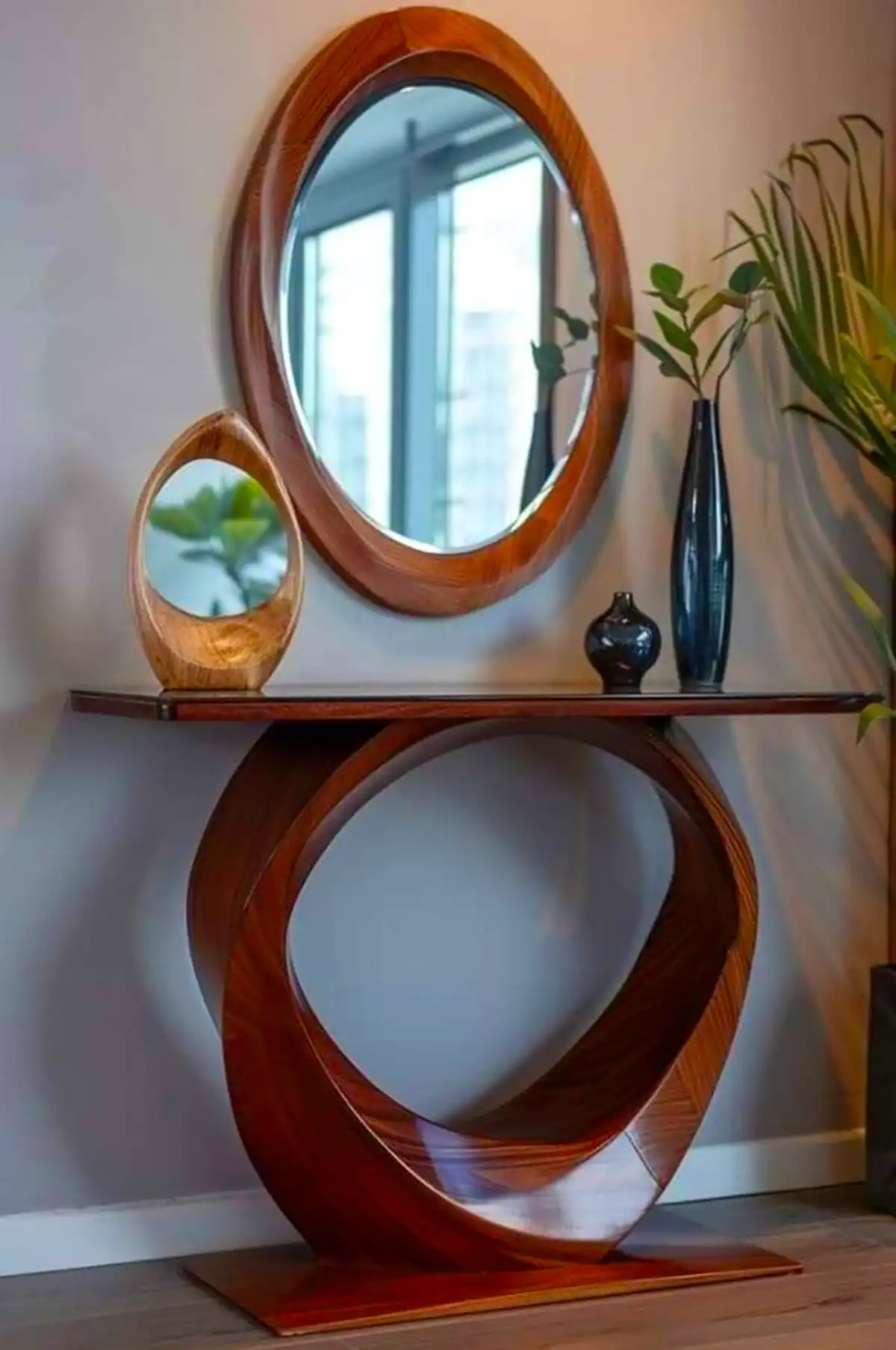 آینه کنسول قاب چوبی