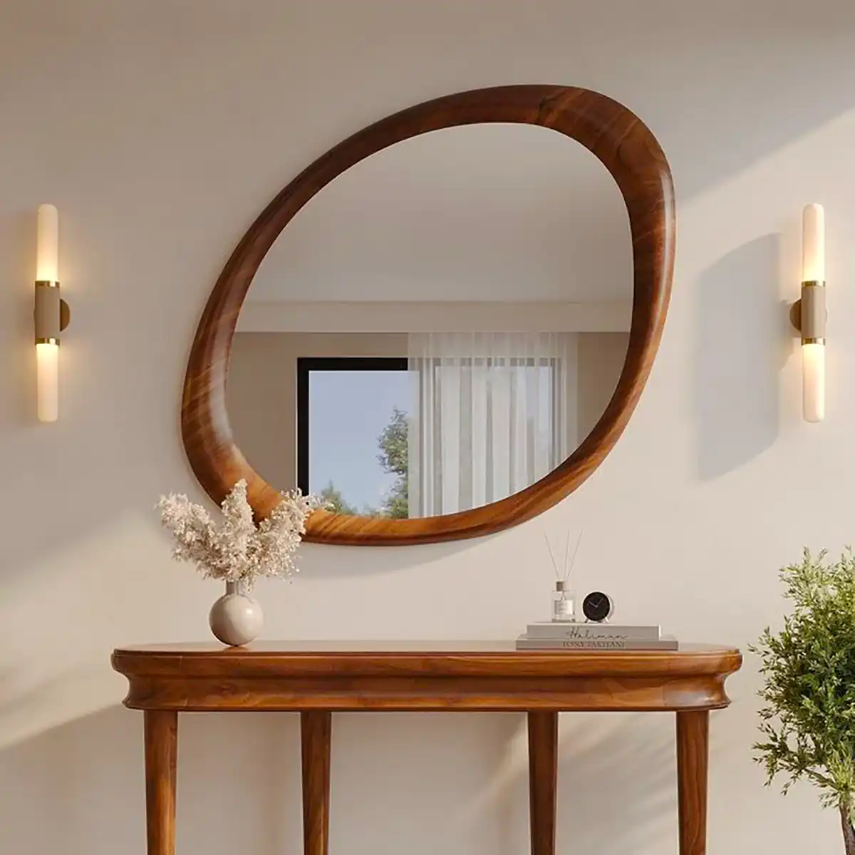 آینه کنسول قاب چوبی