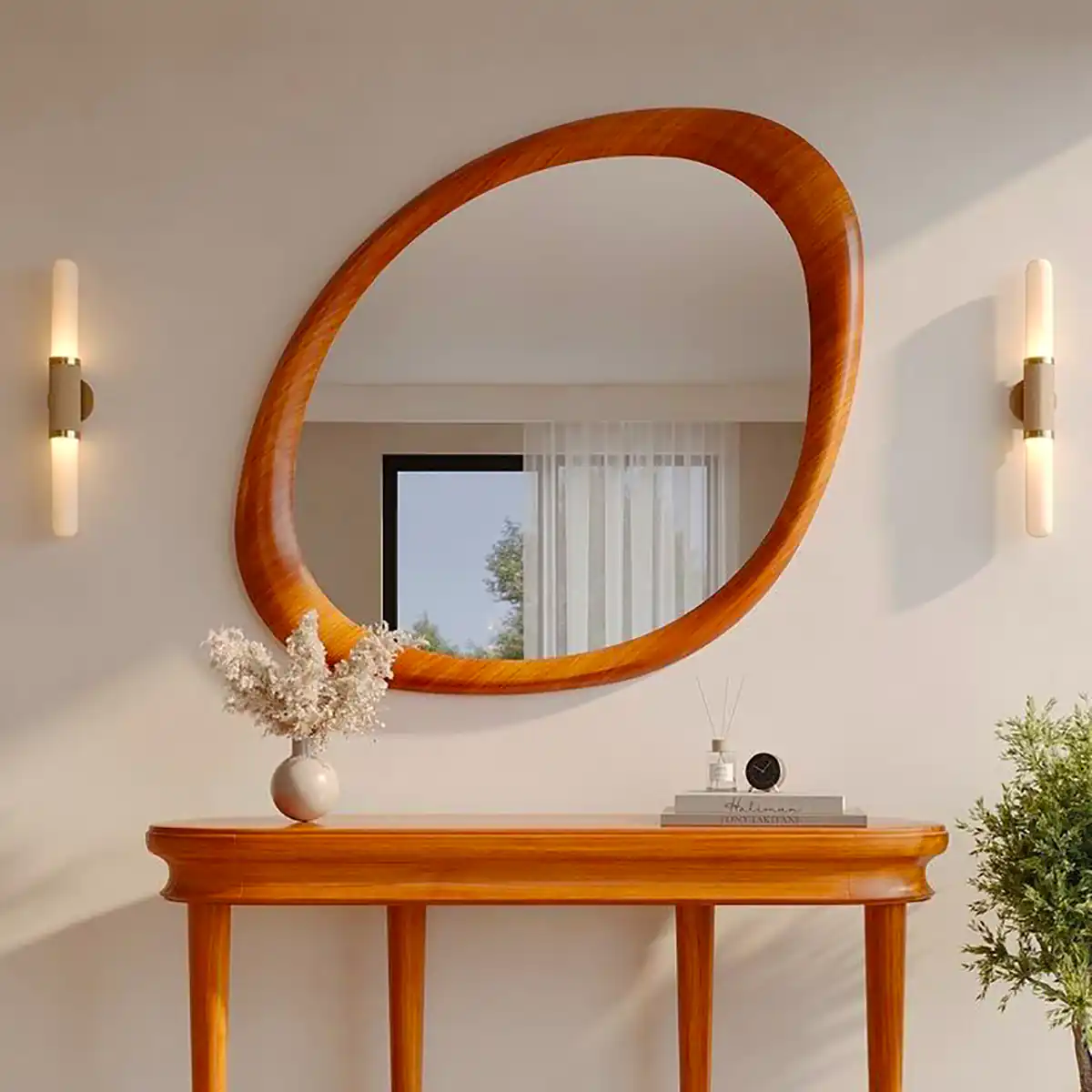 آینه کنسول قاب چوبی