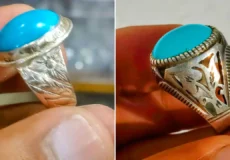 انگشتر فیروزه نقره ای مردانه