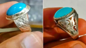 انگشتر فیروزه نقره ای مردانه