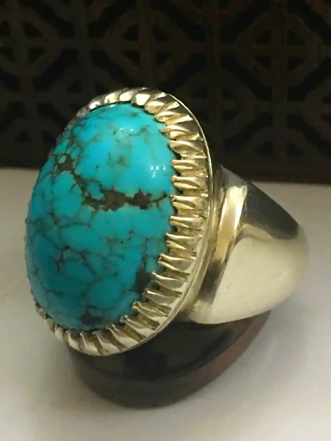 انگشتر فیروزه نقره ای مردانه