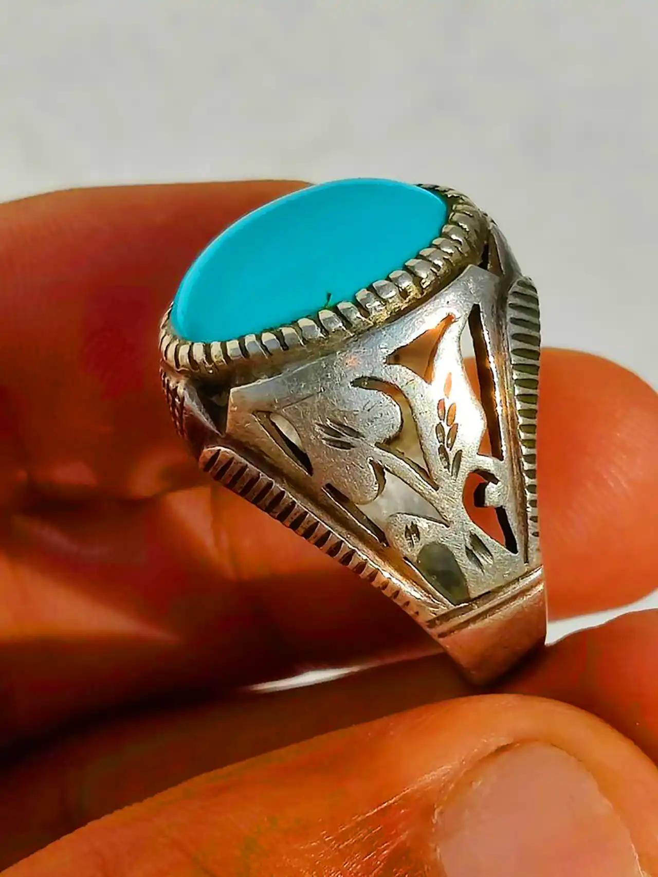 انگشتر فیروزه نقره ای مردانه