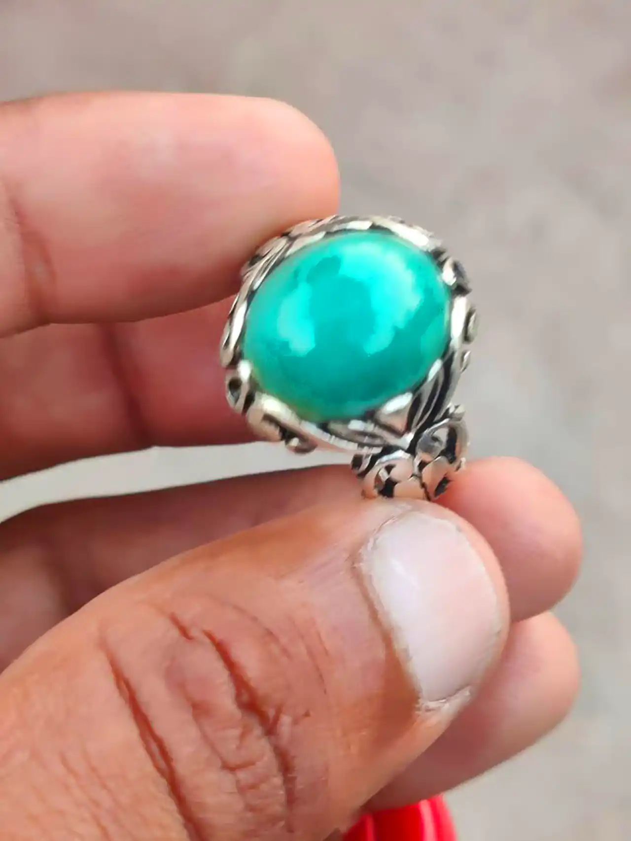 انگشتر فیروزه نقره ای مردانه