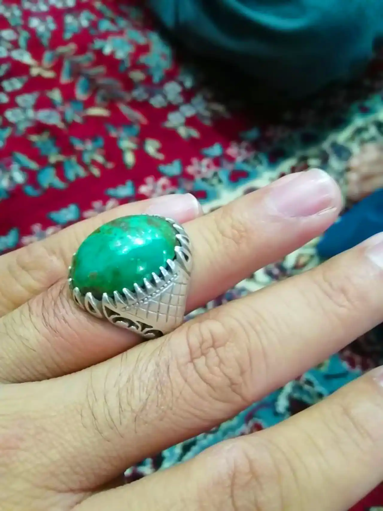 انگشتر فیروزه نقره ای مردانه