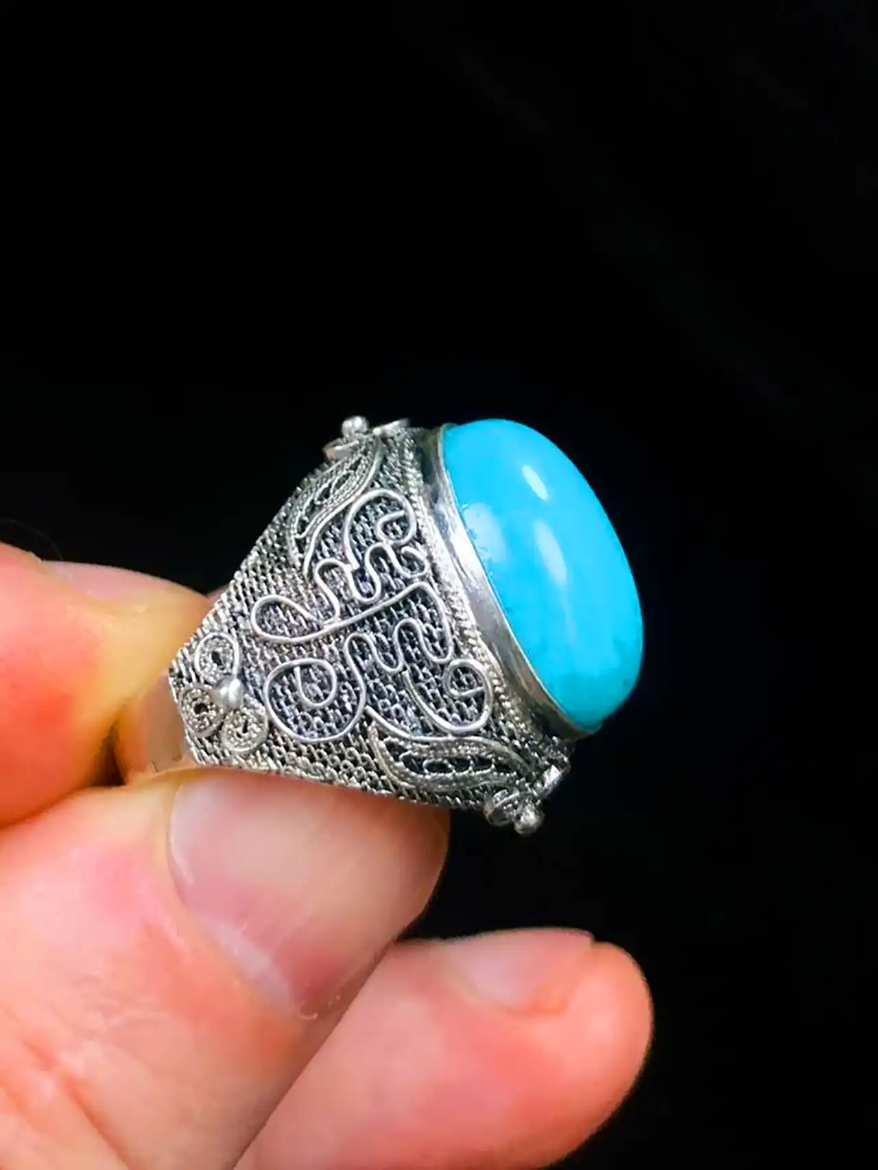 انگشتر فیروزه نقره ای مردانه