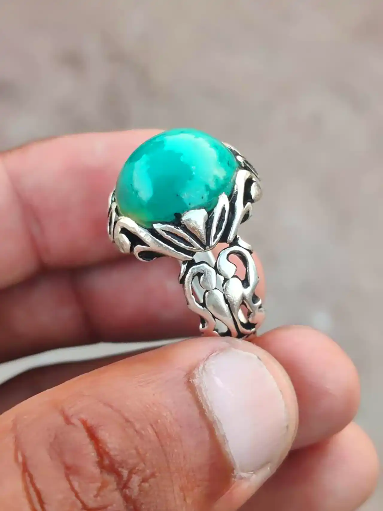 انگشتر فیروزه نقره ای مردانه