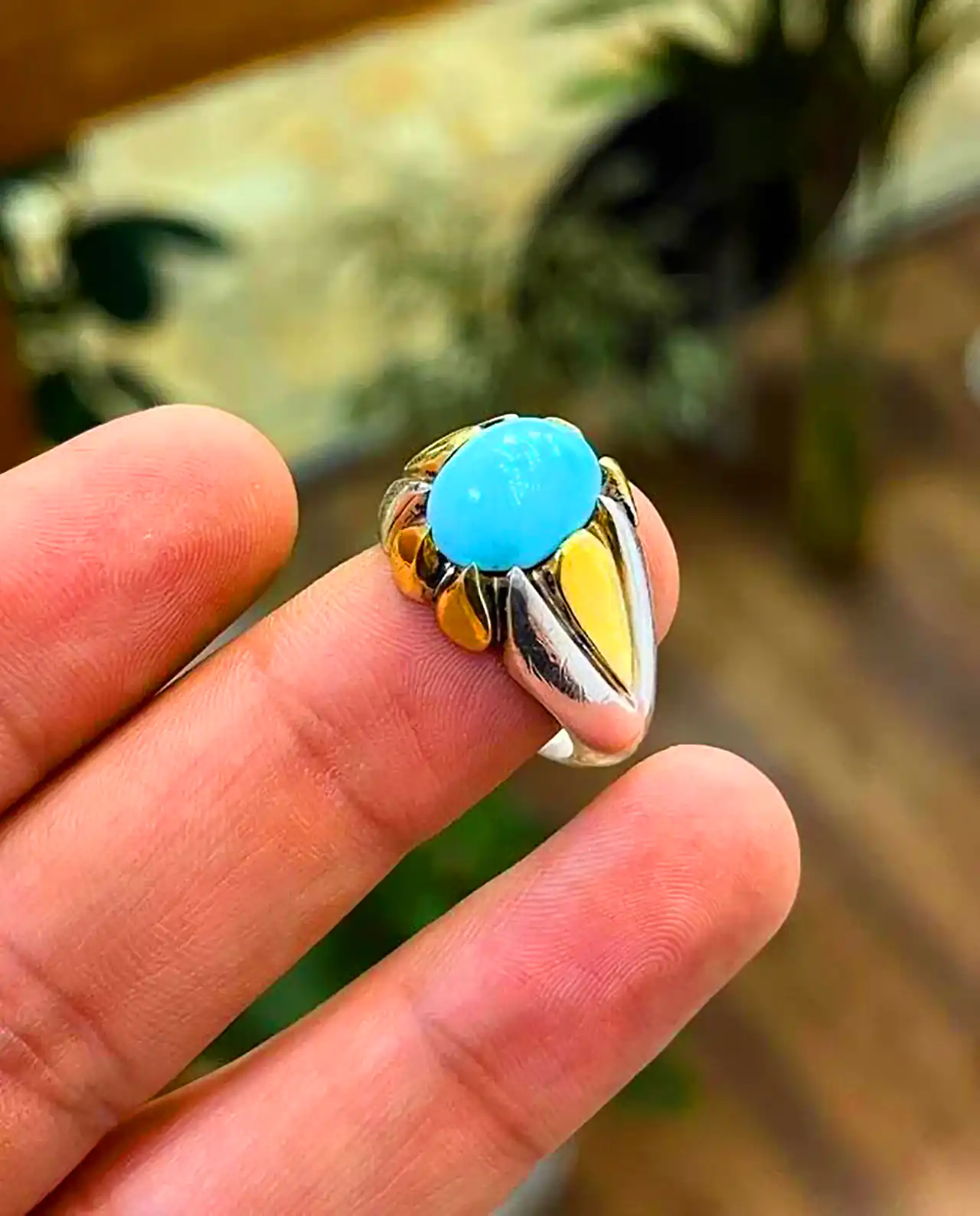 انگشتر فیروزه نقره ای مردانه