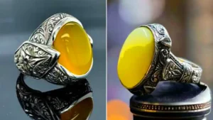 انگشتر مردانه با سنگ عقیق زرد