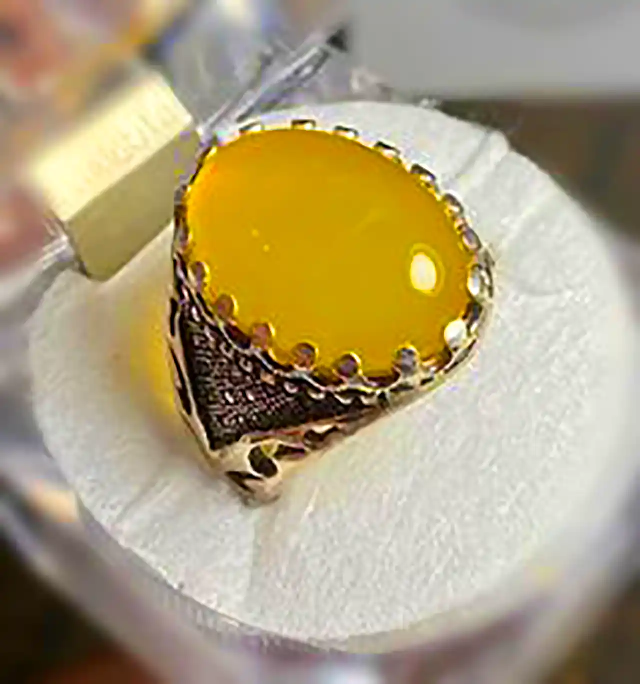 انگشتر مردانه با سنگ عقیق زرد 