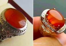 انگشتر مردانه با عقیق قهوه ای