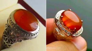 انگشتر مردانه با عقیق قهوه ای