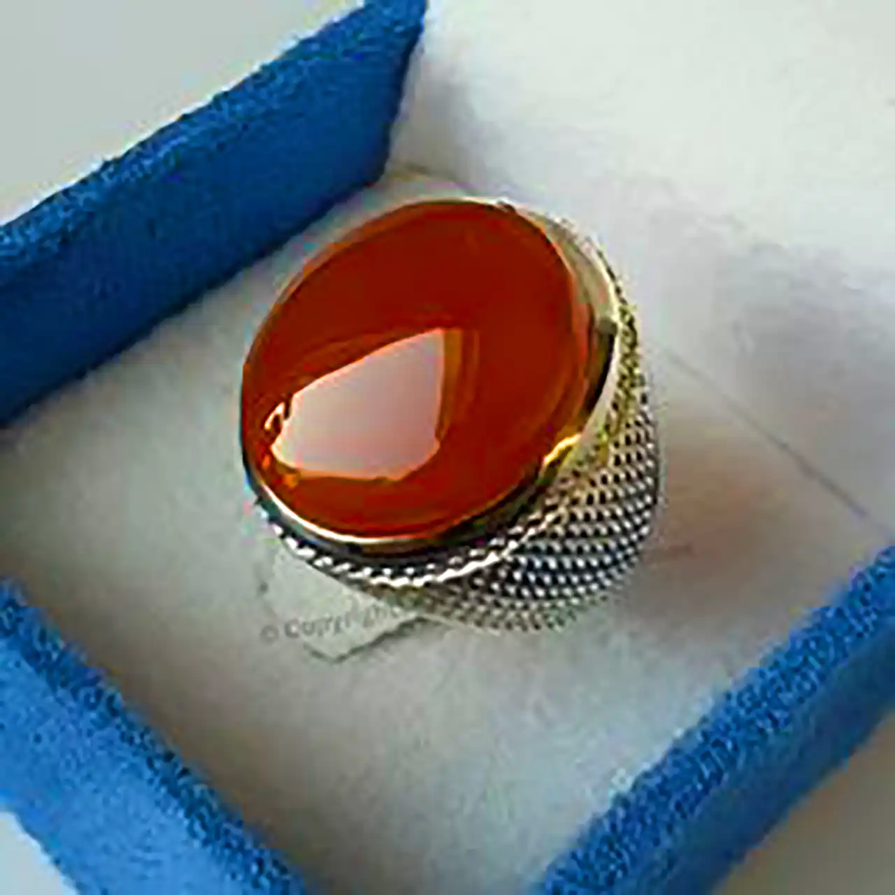 انگشتر مردانه با عقیق قهوه ای