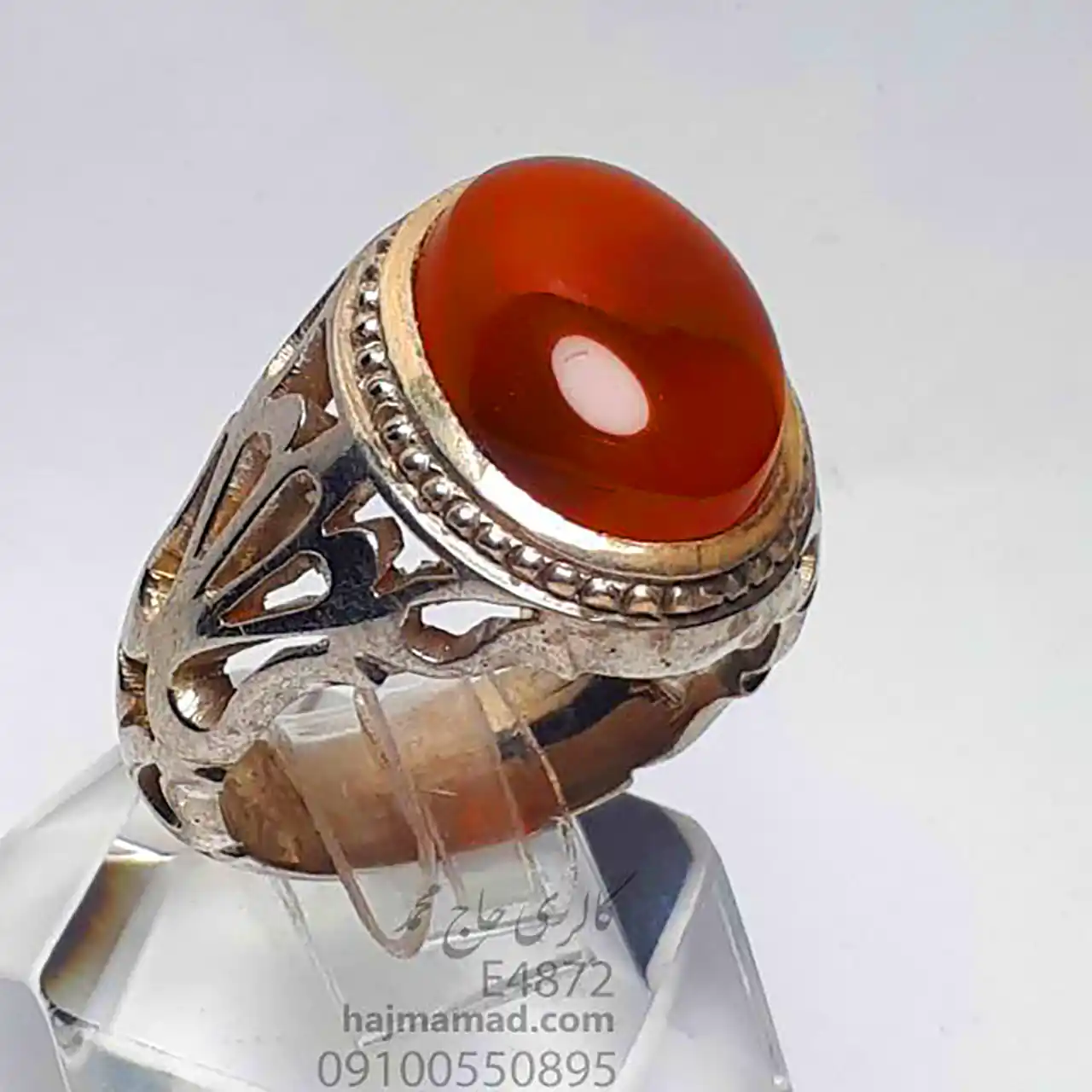 انگشتر مردانه با عقیق قهوه ای
