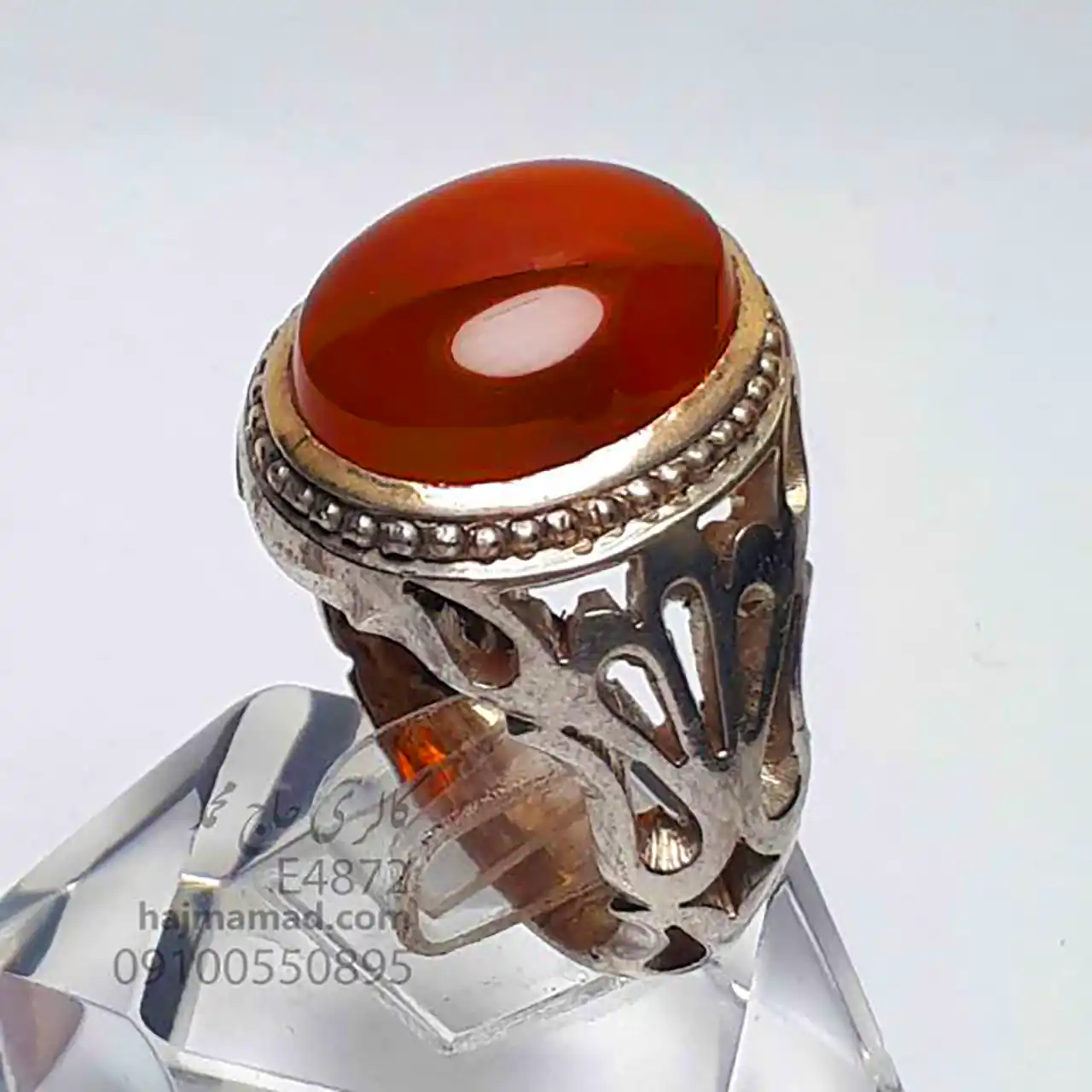 انگشتر مردانه با عقیق قهوه ای