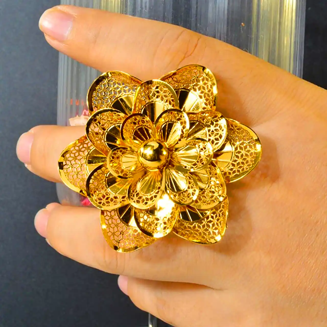 انگشتر طلا گل 5 بعدی