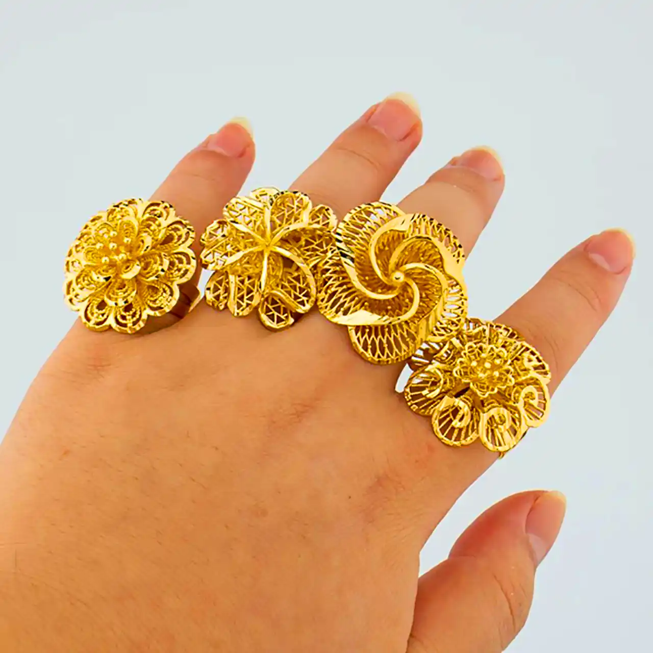 انگشتر طلا گل 5 بعدی
