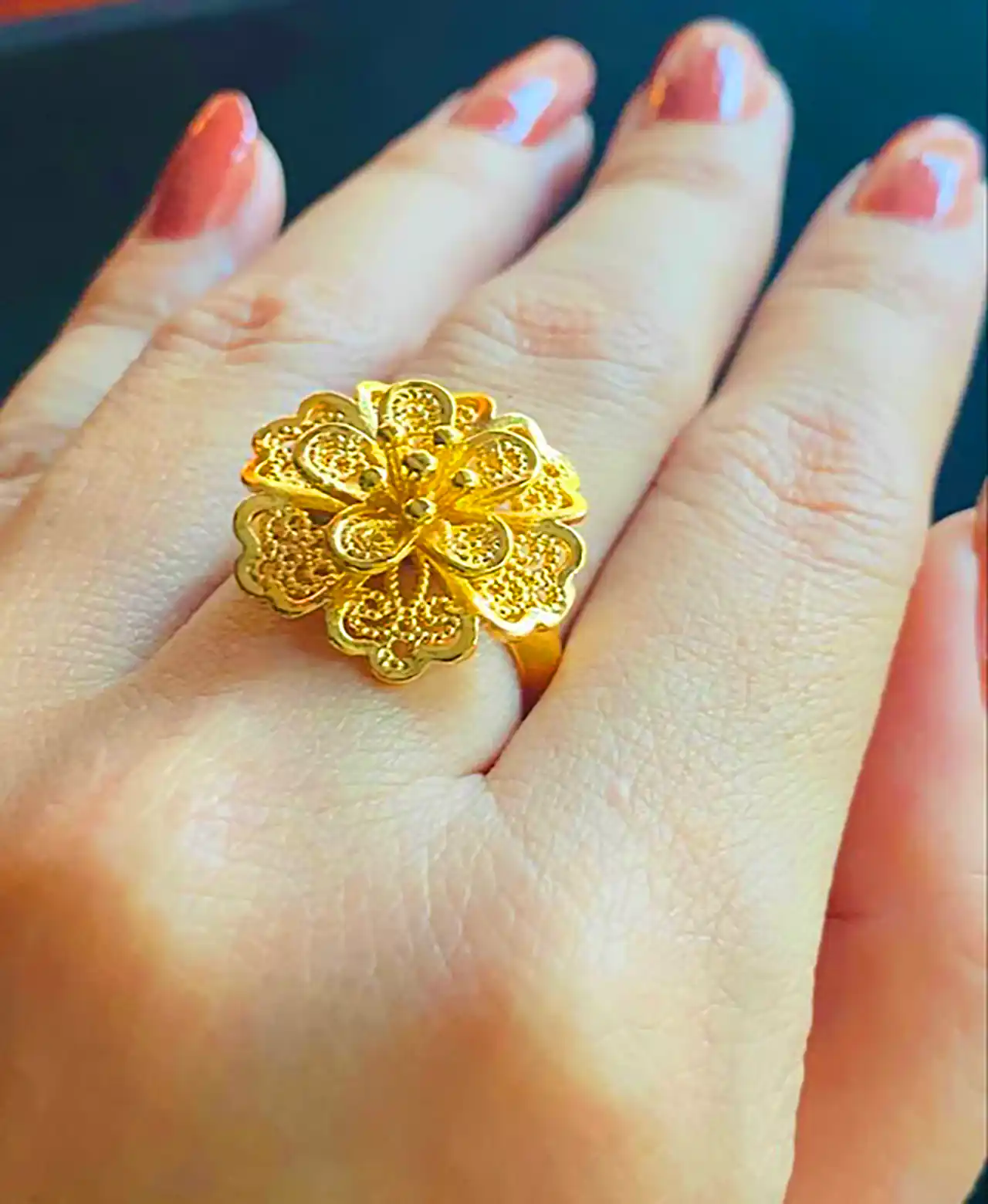 انگشتر طلا گل 5 بعدی