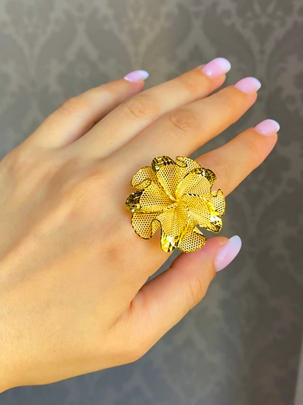 انگشتر طلا گل 5 بعدی