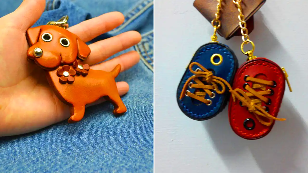 آویز چرمی دست دوز