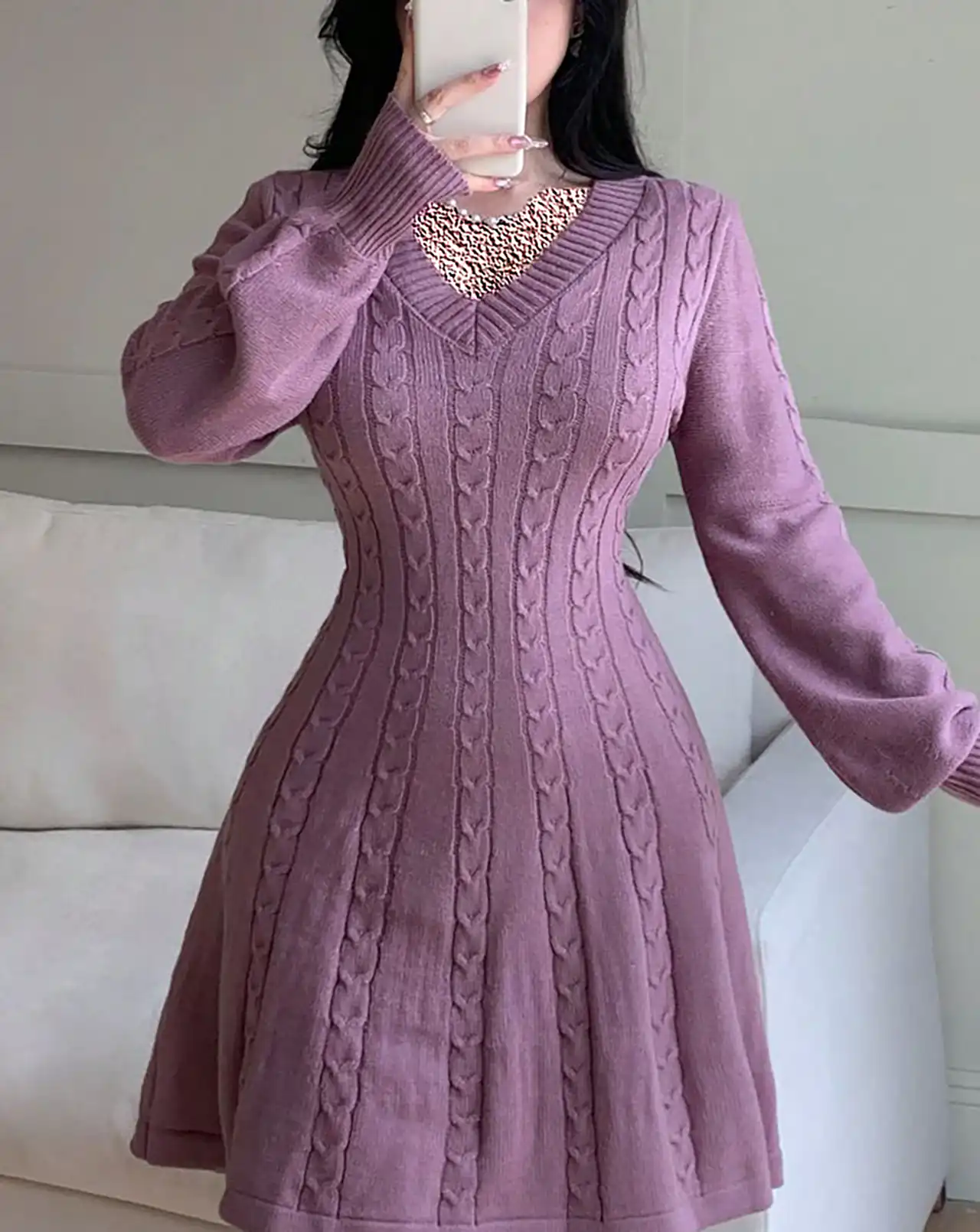 بلوز بافت بنفش ساده