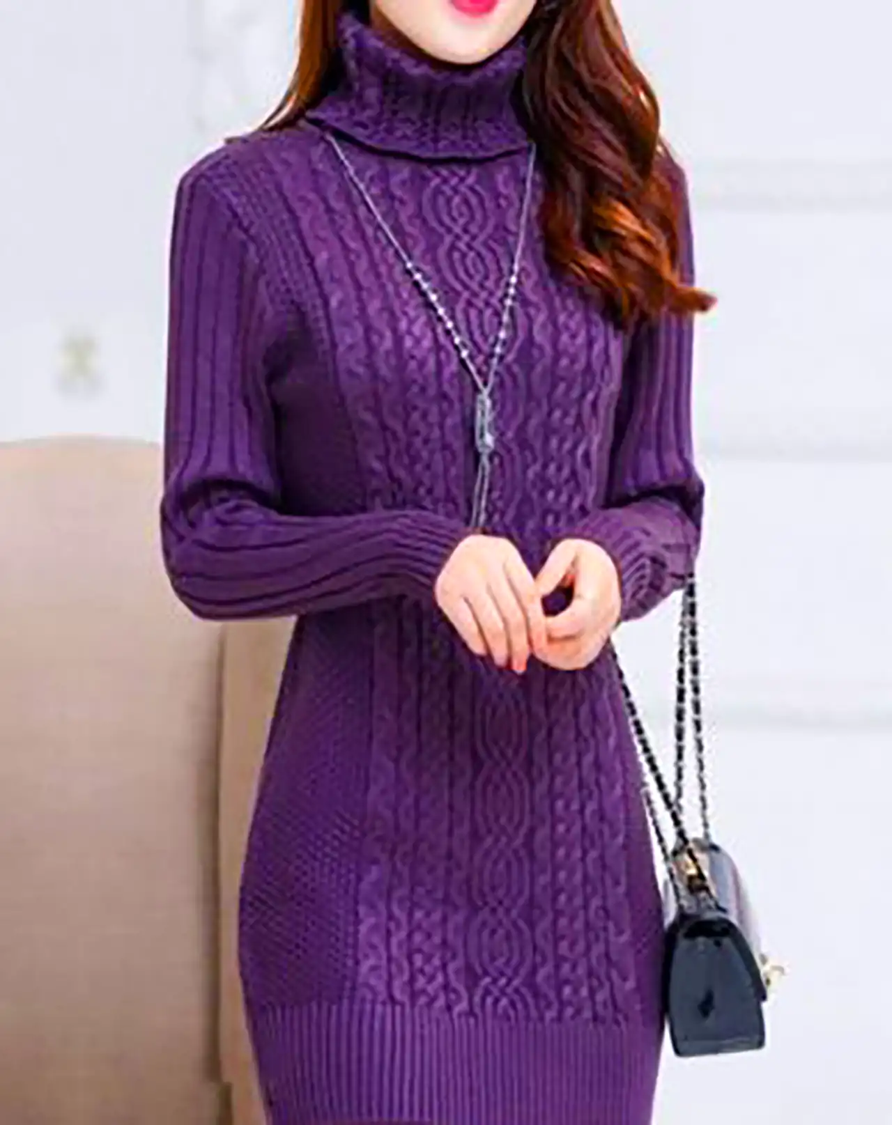 بلوز بافت بنفش ساده