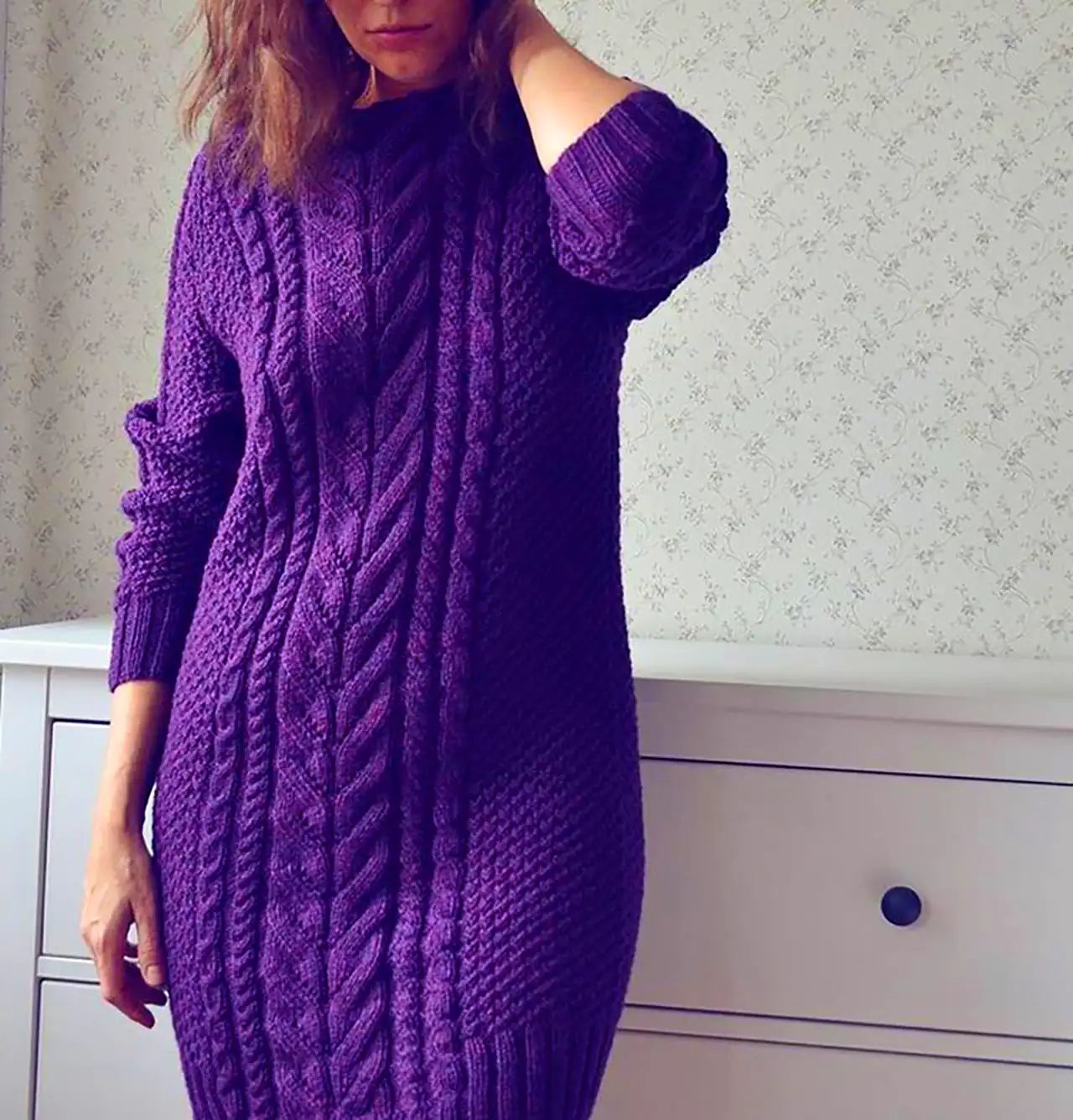 بلوز بافت بنفش ساده