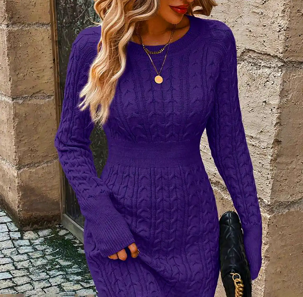 بلوز بافت بنفش ساده