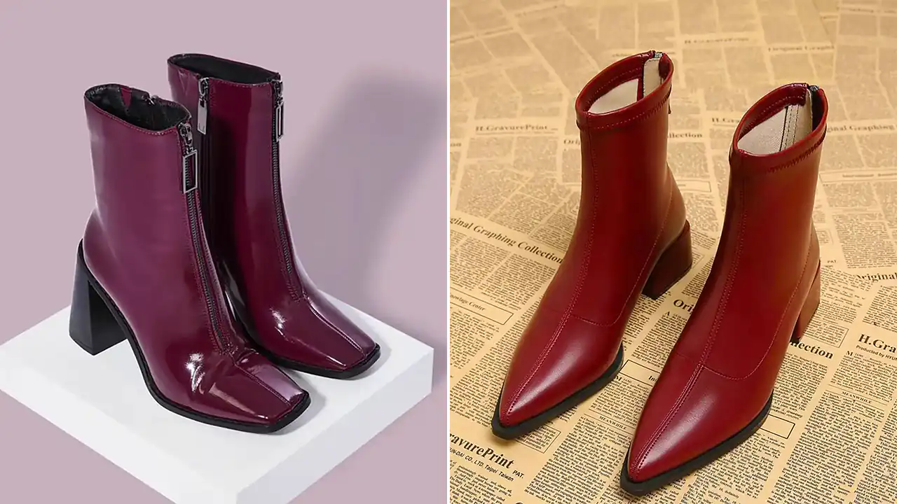 بوت زرشکی کلاسیک زنانه