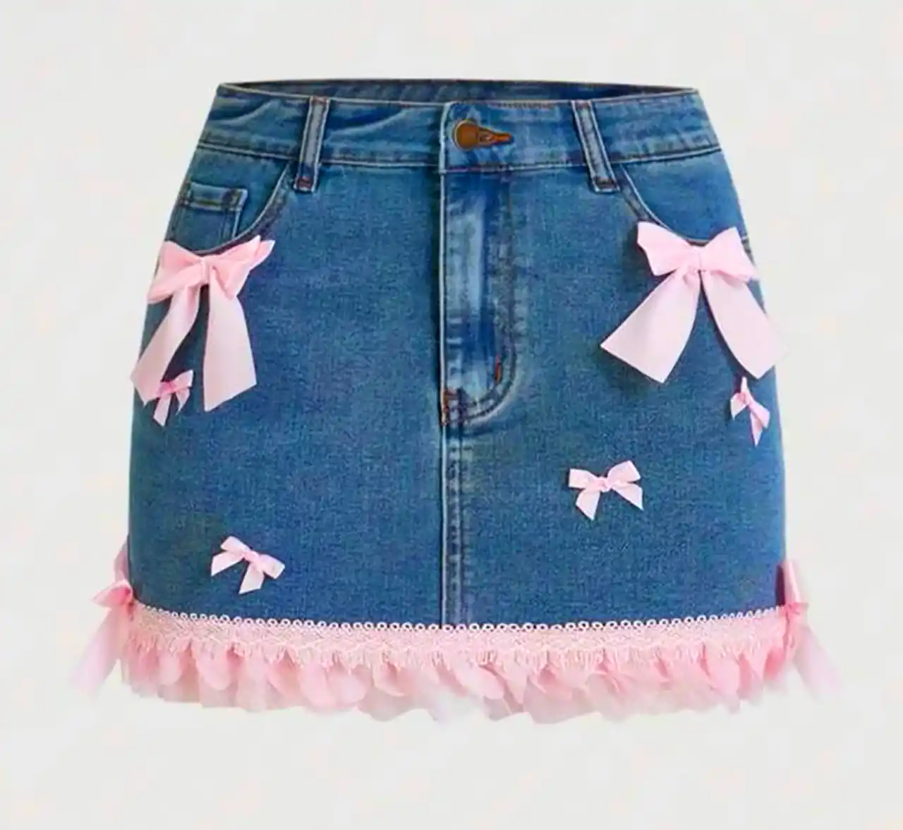 دامن جین تزئینی رنگی