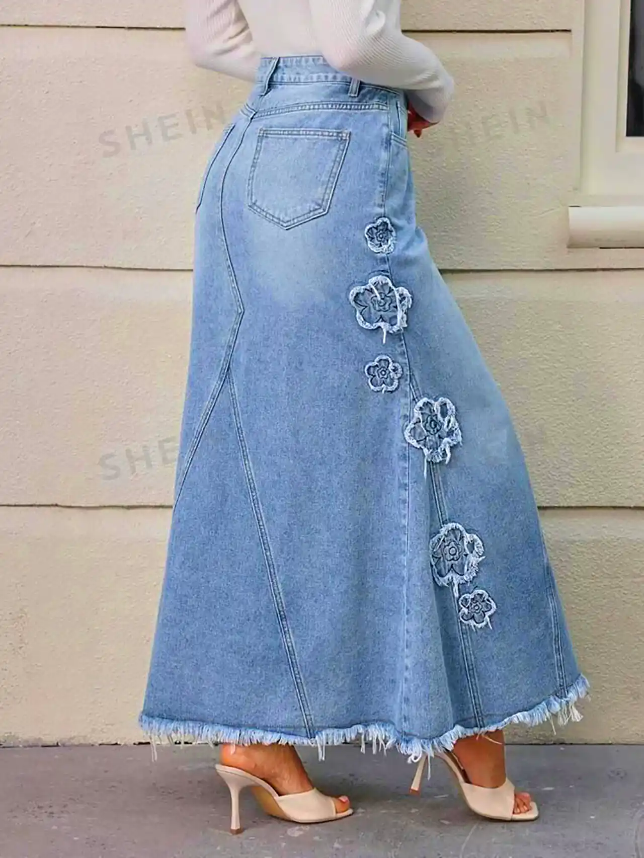 دامن جین تزئینی رنگی