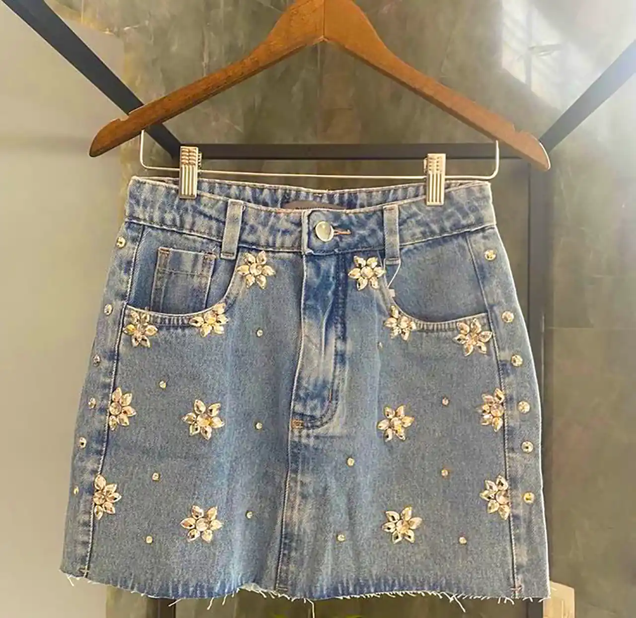 دامن جین تزئینی رنگی