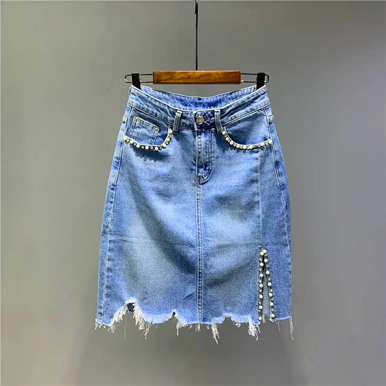 دامن جین تزئینی رنگی