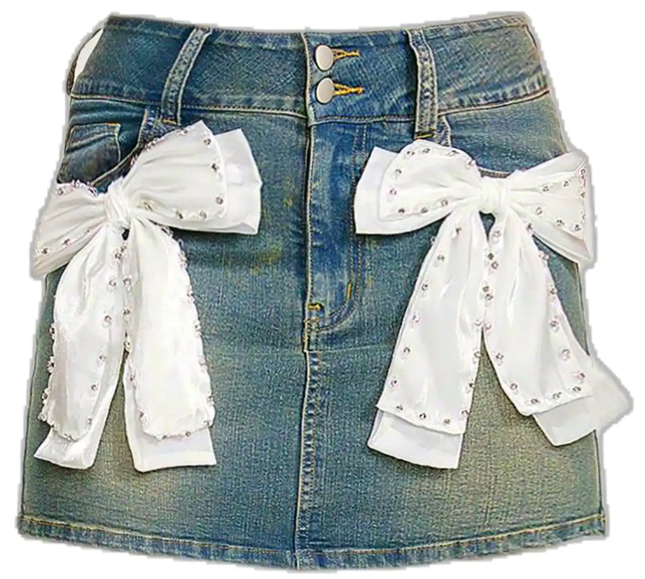 دامن جین تزئینی رنگی