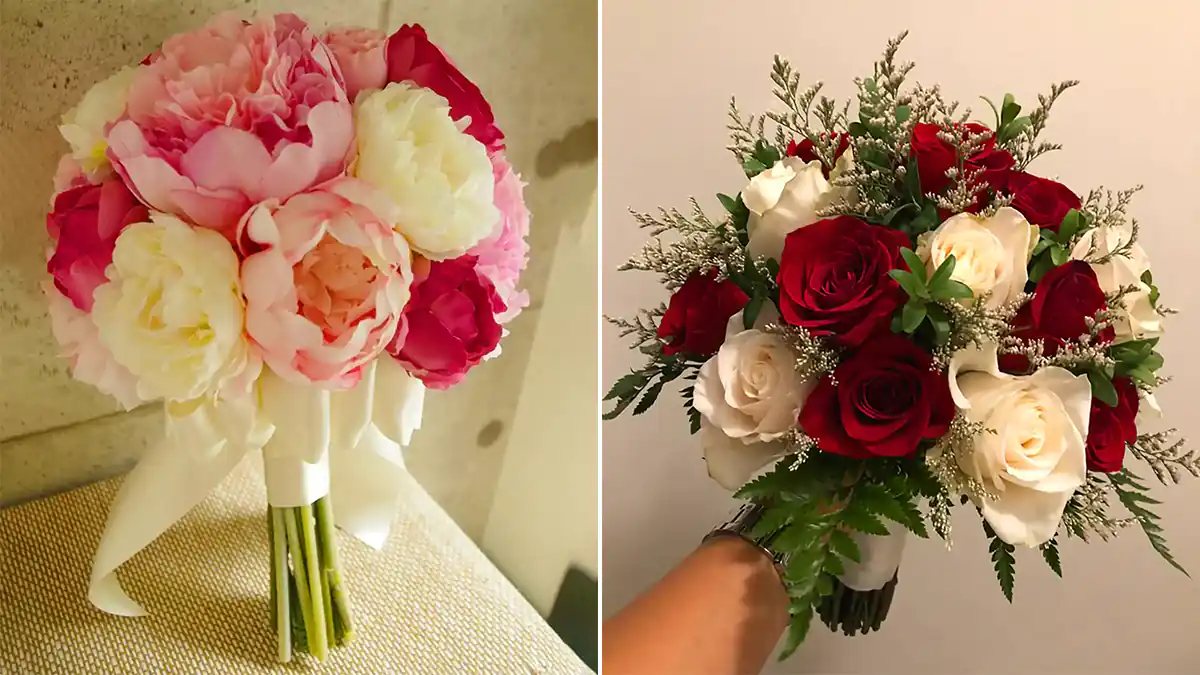 دست گل رنگی عروس