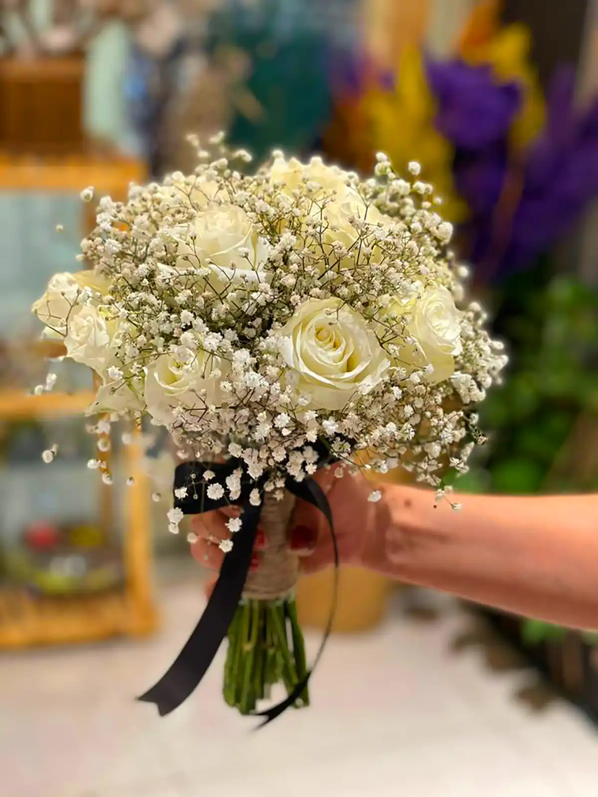 دست گل رنگی عروس