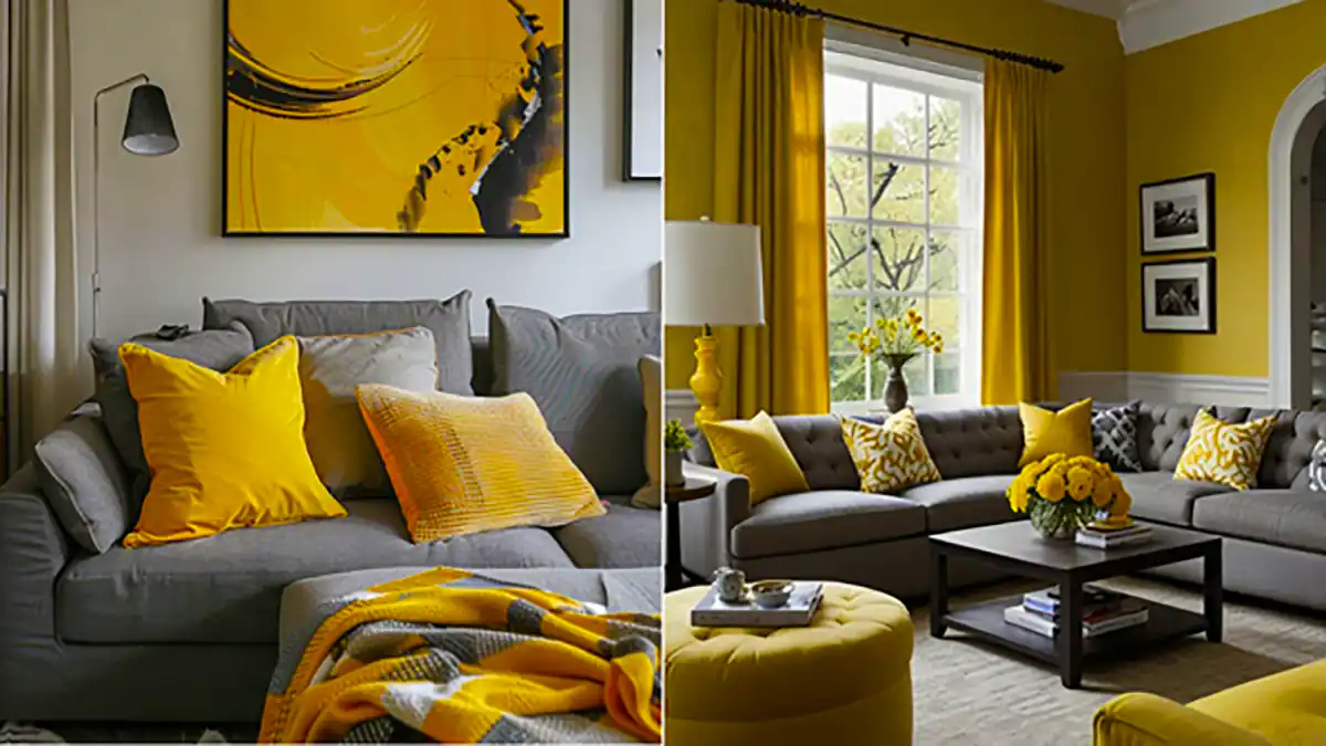 دکور فضای نشیمن با تم زرد