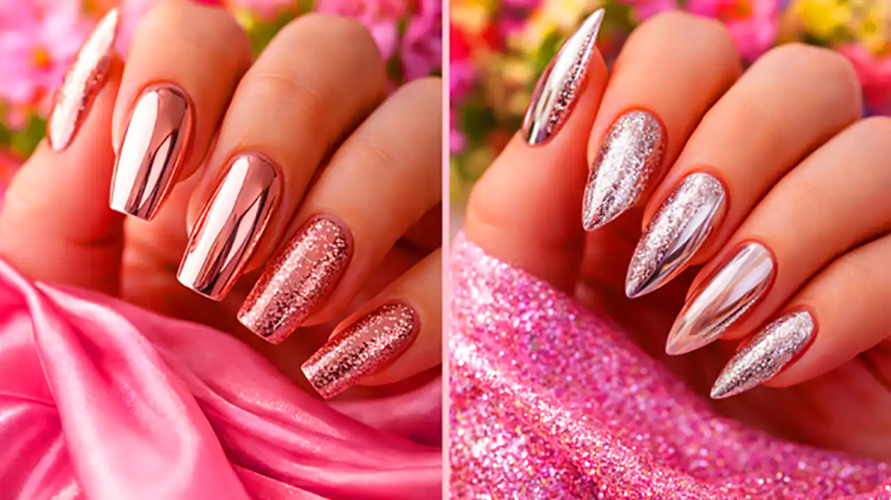 دیزاین ناخن آینه ای شیک