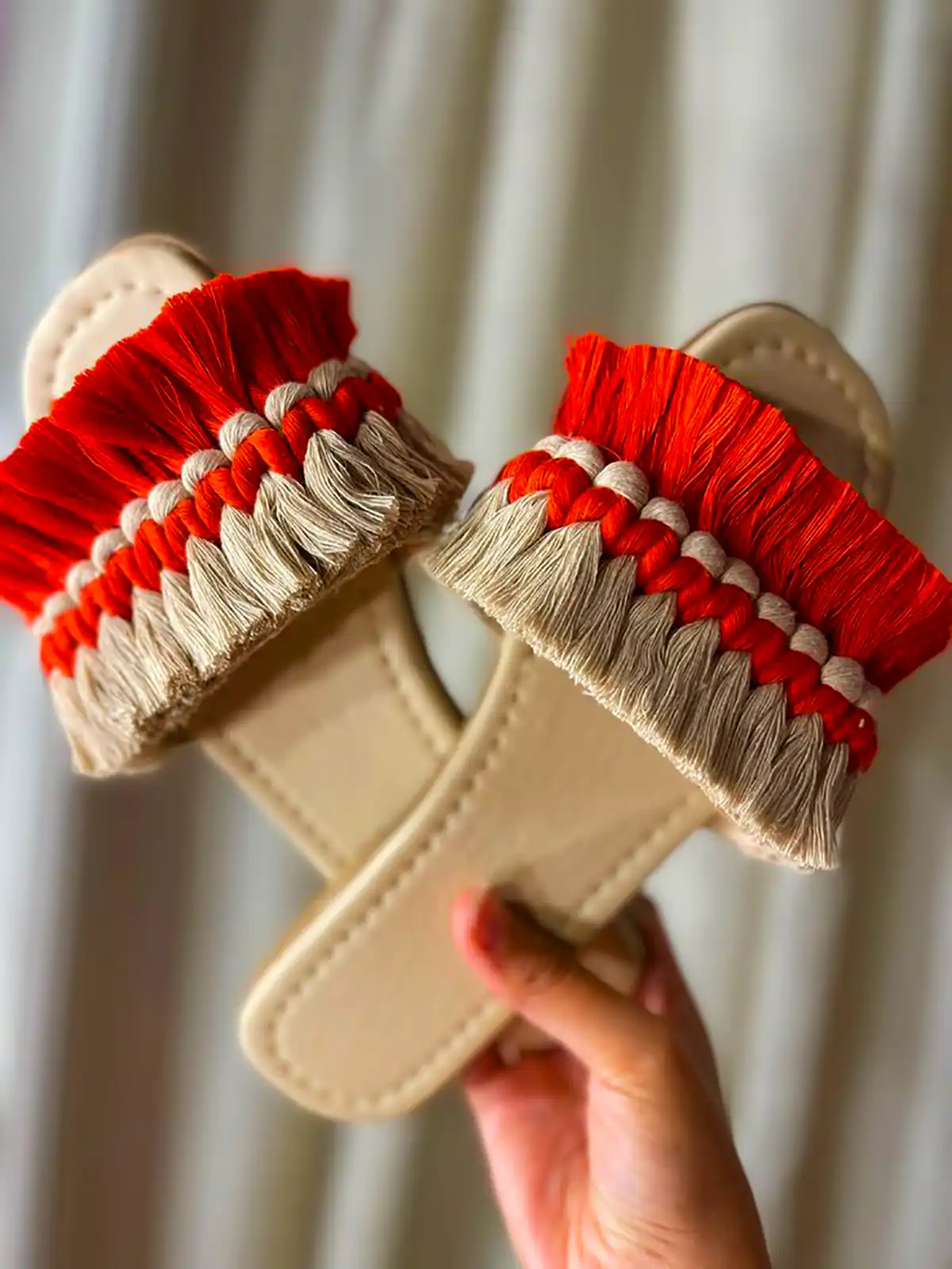 دمپایی مکرومه دست دوزی