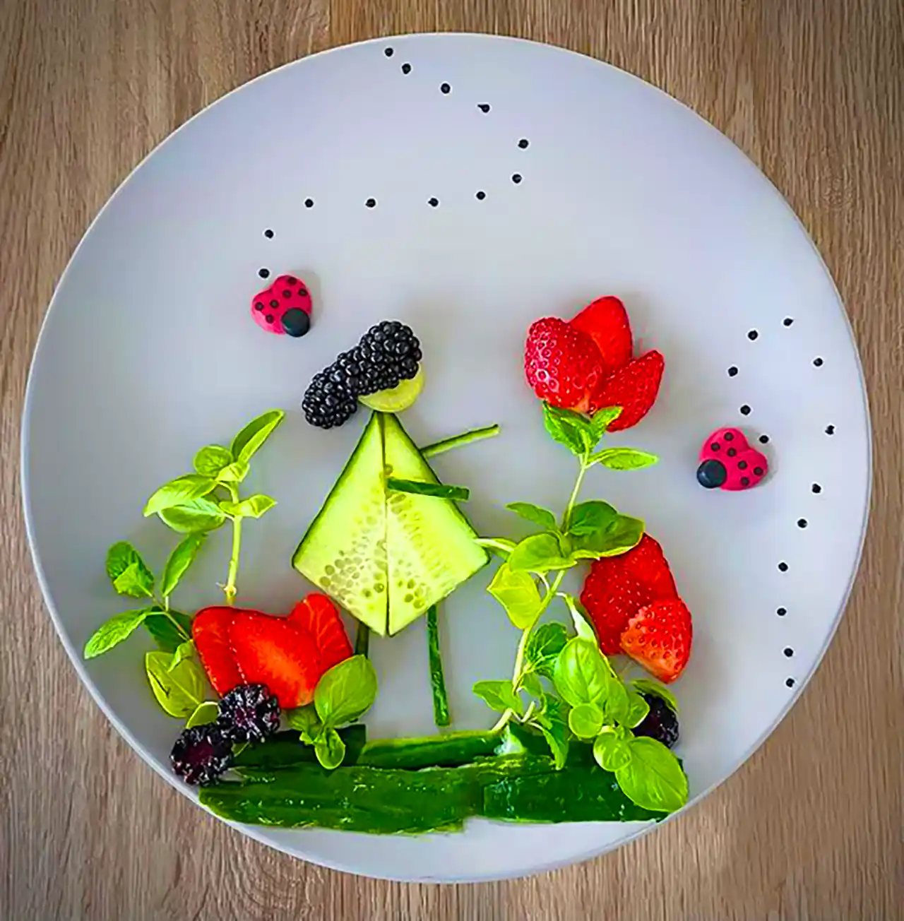 دورچین غذا با میوه ها 