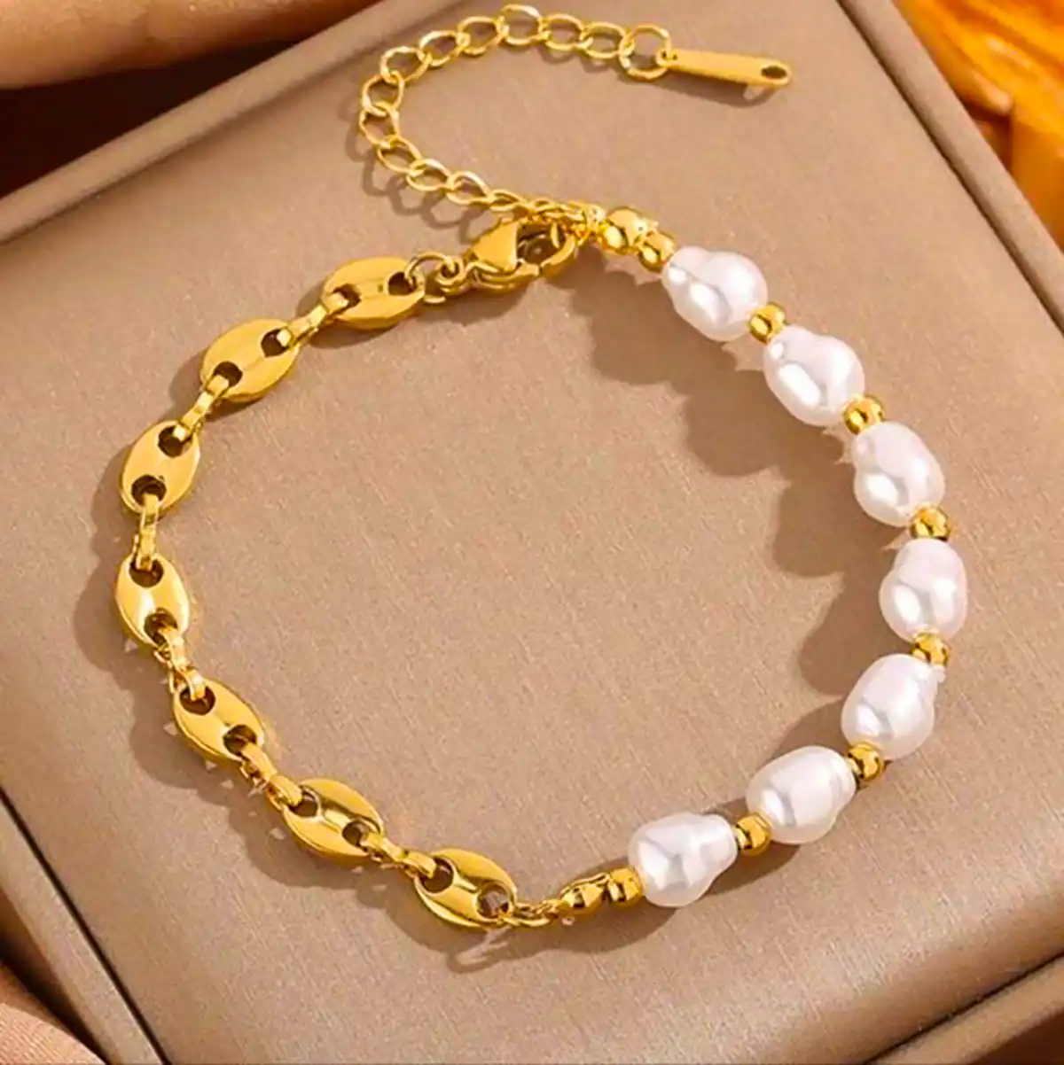 دستبند طلا ترکیبی با مروارید