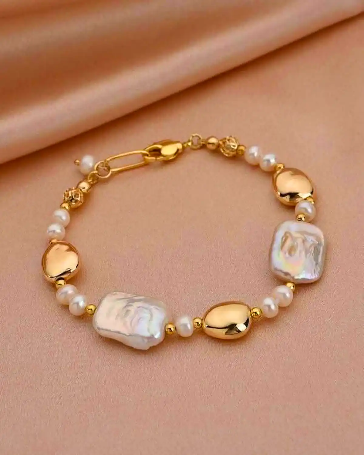 دستبند طلا ترکیبی با مروارید