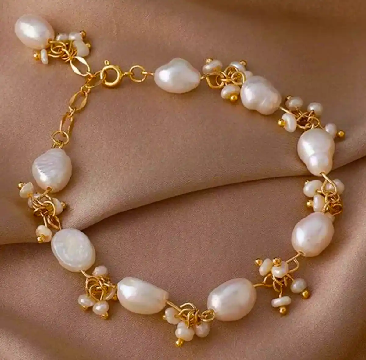 دستبند طلا ترکیبی با مروارید
