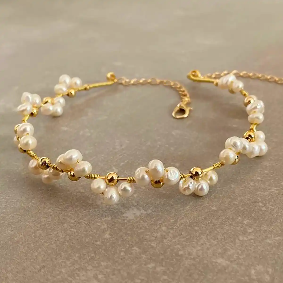 دستبند طلا ترکیبی با مروارید