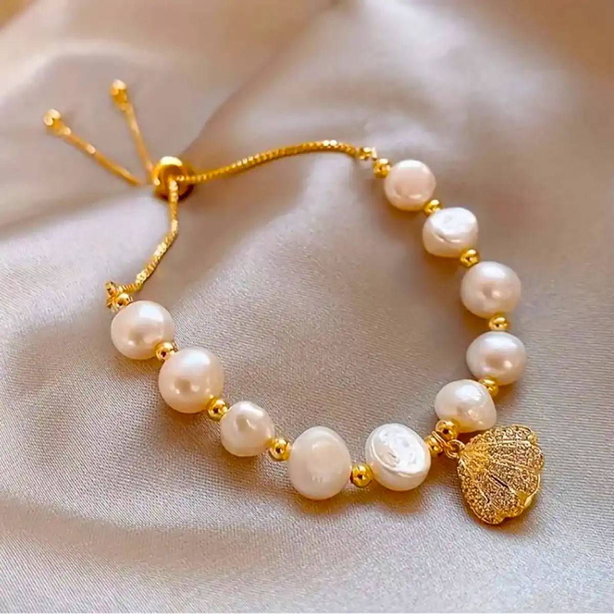 دستبند طلا ترکیبی با مروارید